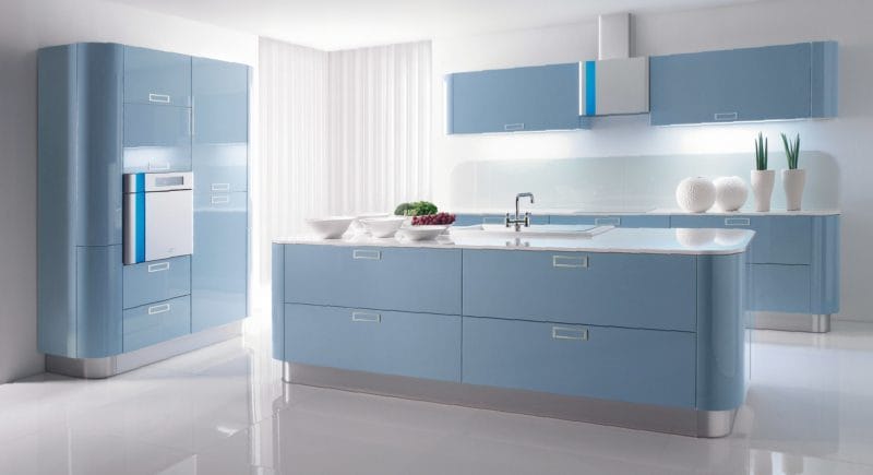 Голубая кухня — 75 фото идей кухонного интерьера с голубым оттенком! #65