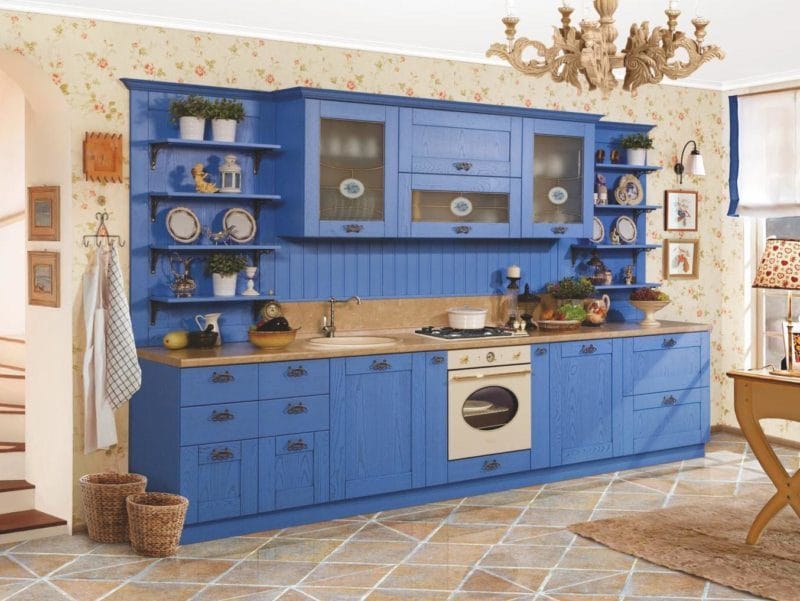Голубая кухня — 75 фото идей кухонного интерьера с голубым оттенком! #68