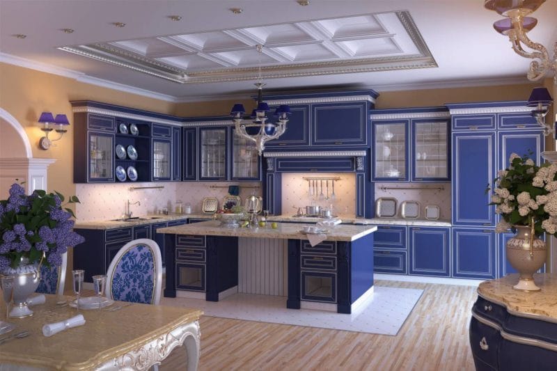 Голубая кухня — 75 фото идей кухонного интерьера с голубым оттенком! #18