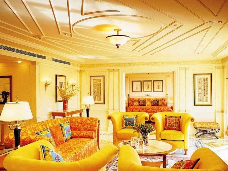 Желтая гостиная — 80 фото вариантов идеального сочетания гостиной желтого цвета #14