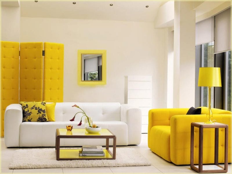 Желтая гостиная — 80 фото вариантов идеального сочетания гостиной желтого цвета #27
