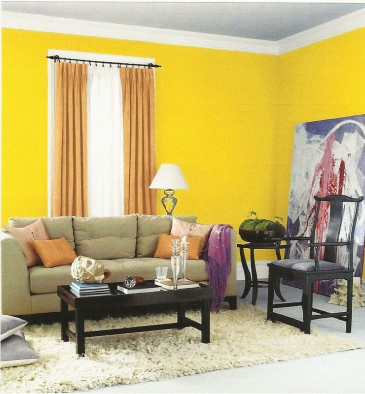 Желтая гостиная — 80 фото вариантов идеального сочетания гостиной желтого цвета #11
