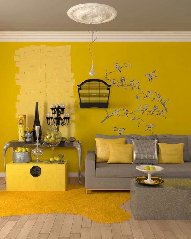 Желтая гостиная — 80 фото вариантов идеального сочетания гостиной желтого цвета #13