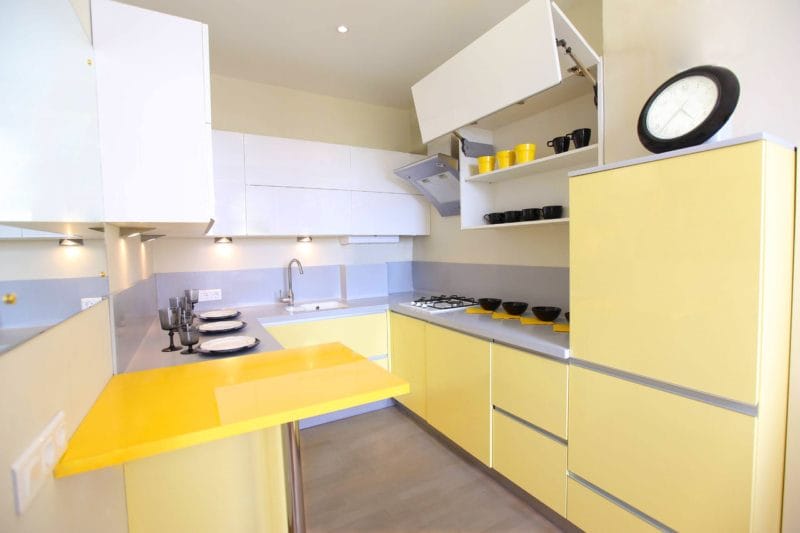 Кухня лимонного цвета — варианты идеального сочетания +65 фото дизайна #16