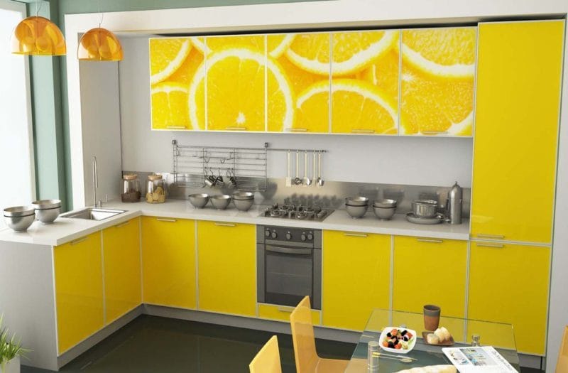 Кухня лимонного цвета — варианты идеального сочетания +65 фото дизайна #23