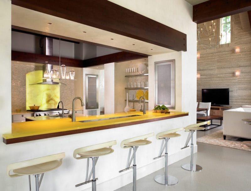 Кухня лимонного цвета — варианты идеального сочетания +65 фото дизайна #34