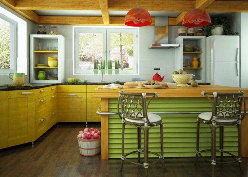 Кухня лимонного цвета — варианты идеального сочетания +65 фото дизайна #40