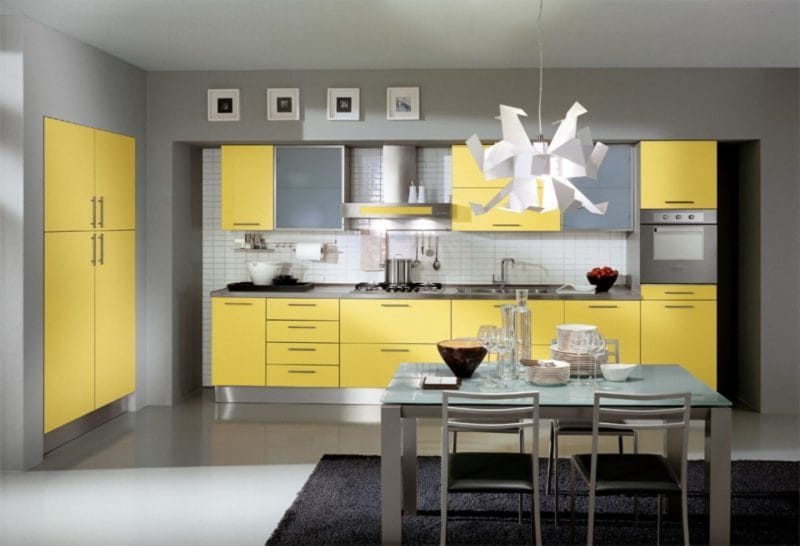 Кухня лимонного цвета — варианты идеального сочетания +65 фото дизайна #44