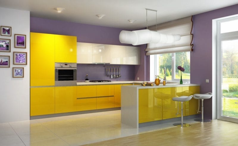 Кухня лимонного цвета — варианты идеального сочетания +65 фото дизайна #47