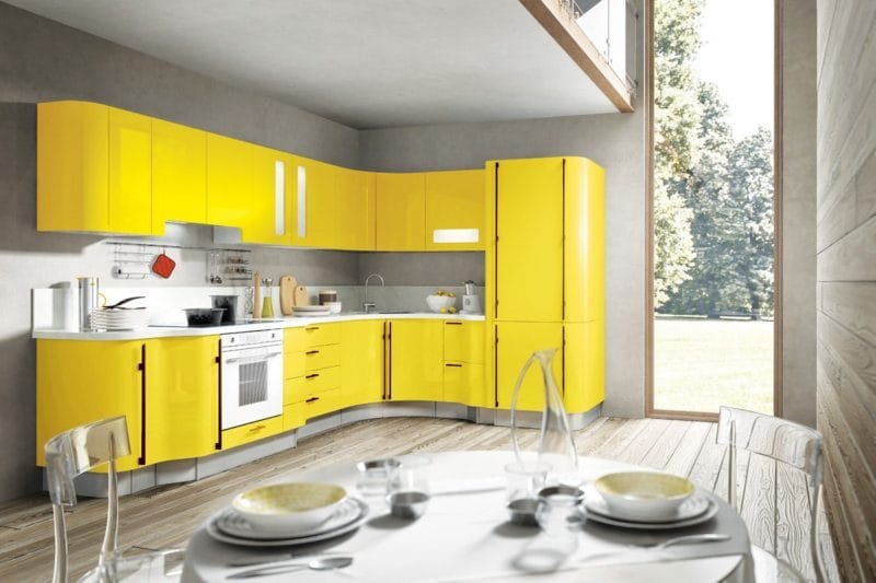 Кухня лимонного цвета — варианты идеального сочетания +65 фото дизайна #48