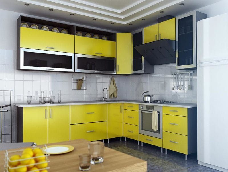 Кухня лимонного цвета — варианты идеального сочетания +65 фото дизайна #49