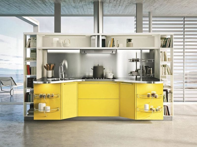Кухня лимонного цвета — варианты идеального сочетания +65 фото дизайна #50