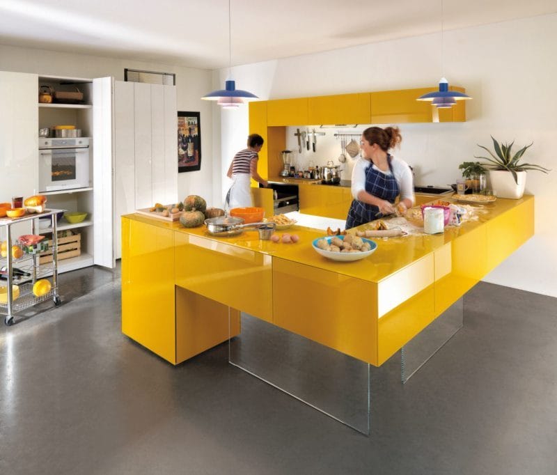 Кухня лимонного цвета — варианты идеального сочетания +65 фото дизайна #53