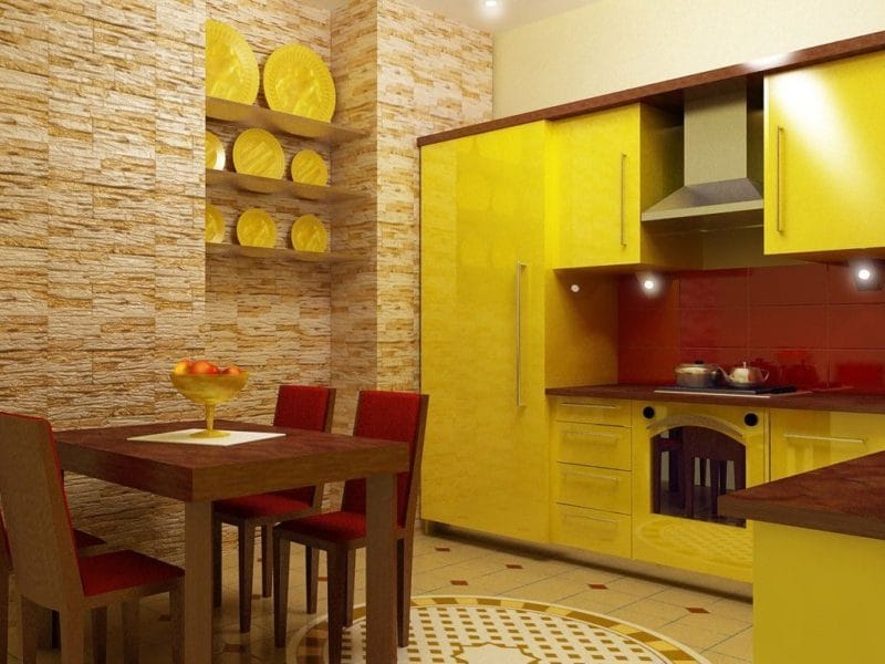 Кухня лимонного цвета — варианты идеального сочетания +65 фото дизайна #55