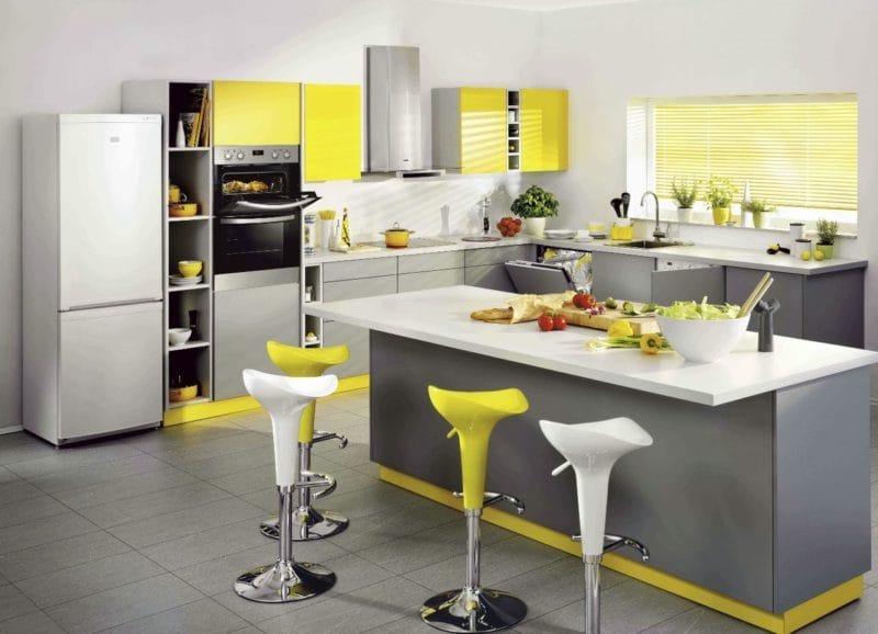 Кухня лимонного цвета — варианты идеального сочетания +65 фото дизайна #14