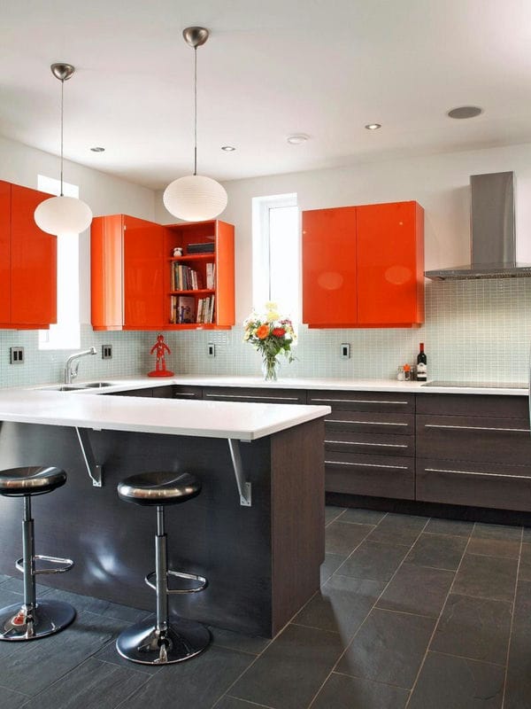 Кухня в оранжевом цвете: варианты идеально сочетания дизайна оранжевого цвета (75 фото) #21