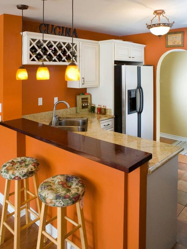 Кухня в оранжевом цвете: варианты идеально сочетания дизайна оранжевого цвета (75 фото) #24