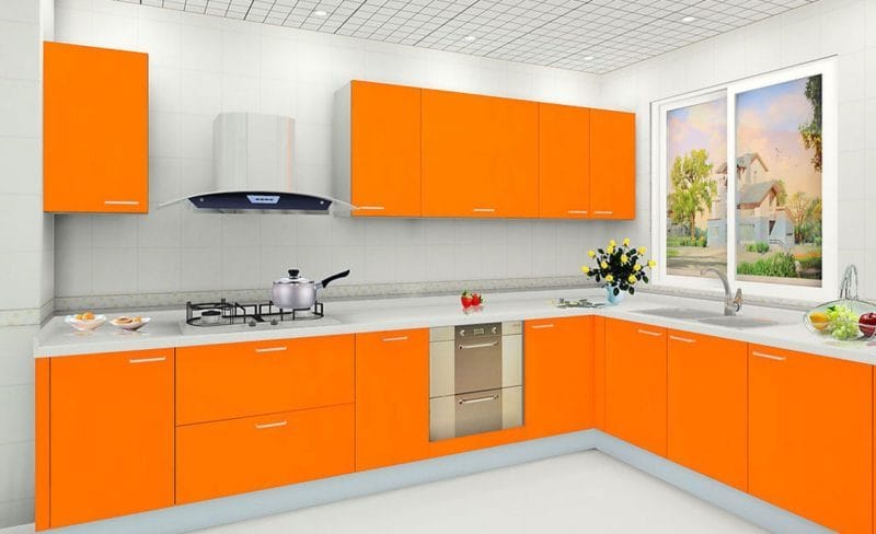 Кухня в оранжевом цвете: варианты идеально сочетания дизайна оранжевого цвета (75 фото) #33