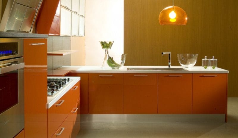 Кухня в оранжевом цвете: варианты идеально сочетания дизайна оранжевого цвета (75 фото) #43