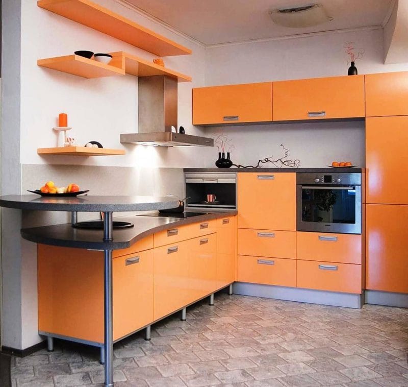 Кухня в оранжевом цвете: варианты идеально сочетания дизайна оранжевого цвета (75 фото) #44