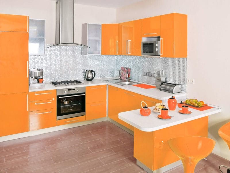 Кухня в оранжевом цвете: варианты идеально сочетания дизайна оранжевого цвета (75 фото) #52