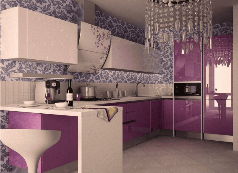 Кухня сиреневого цвета — оформляем стильный дизайн со вкусом (60 реальных фото) #2