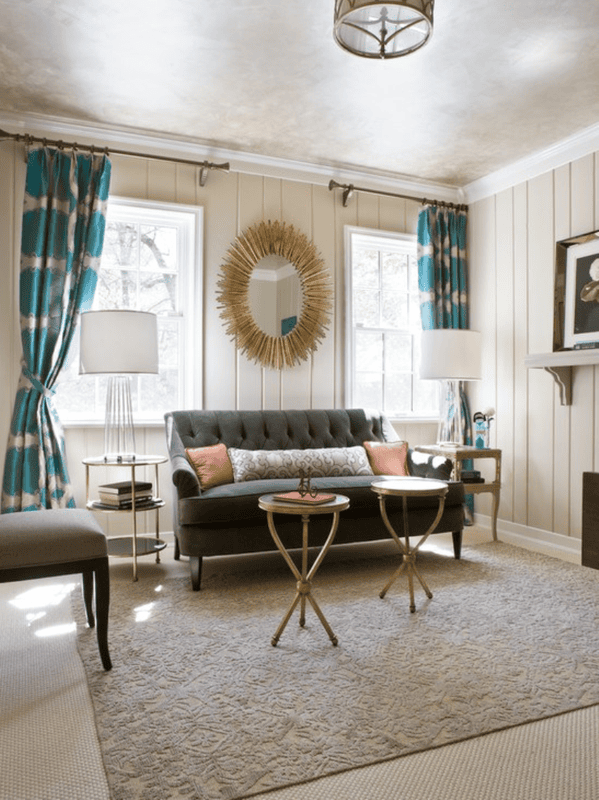 Гостиная бирюзового цвета — фото идей дизайна гостиной в монотонных цветах. #28