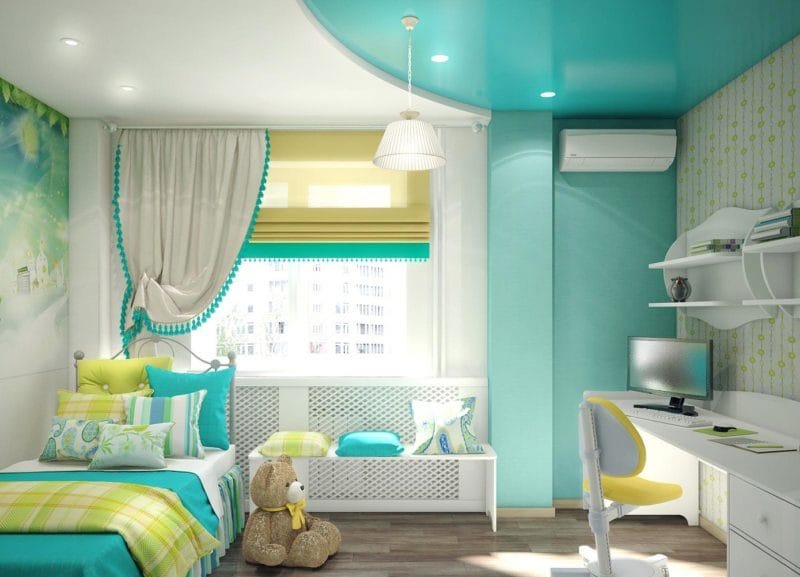 Гостиная бирюзового цвета — фото идей дизайна гостиной в монотонных цветах. #23