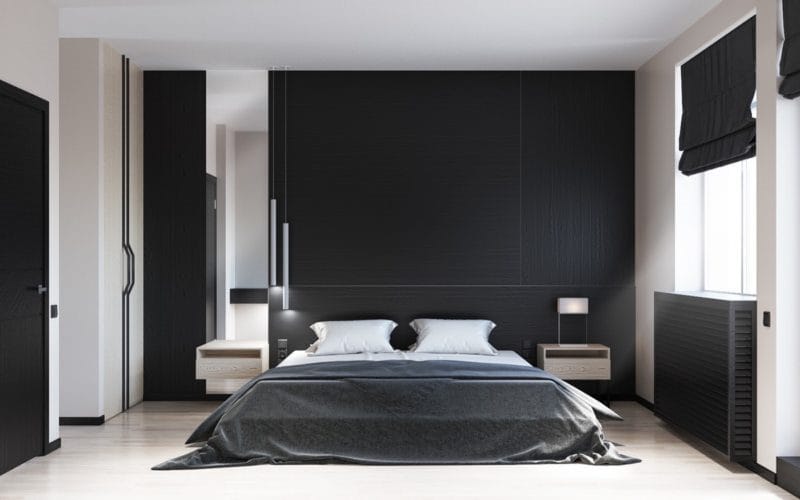Черно-белая спальня — способы оформления гармоничного дизайна на 65 фото #11