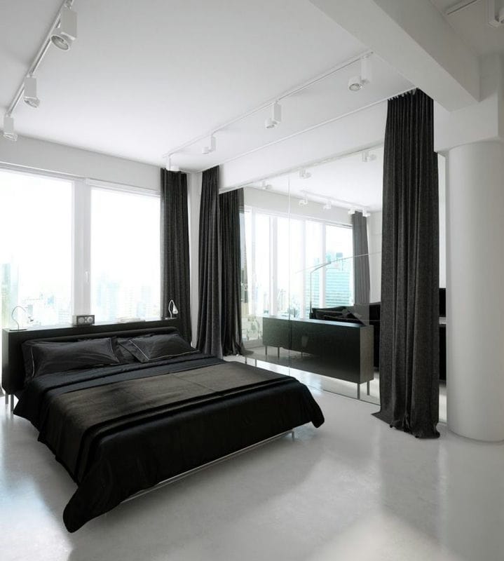 Черно-белая спальня — способы оформления гармоничного дизайна на 65 фото #4