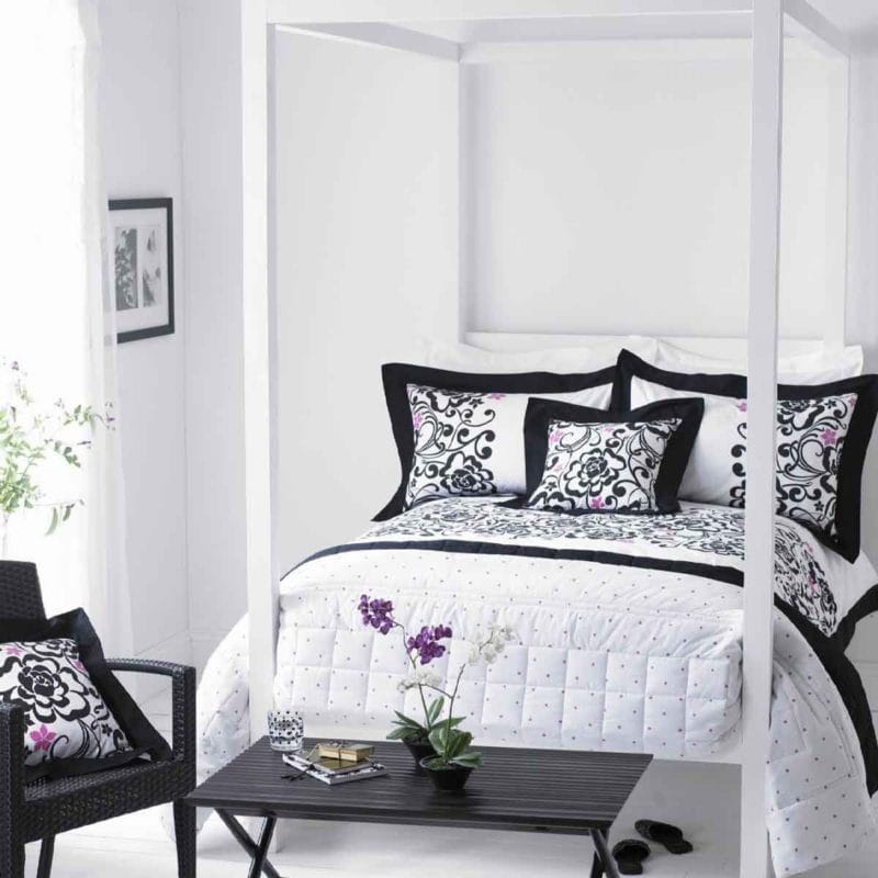 Черно-белая спальня — способы оформления гармоничного дизайна на 65 фото #33