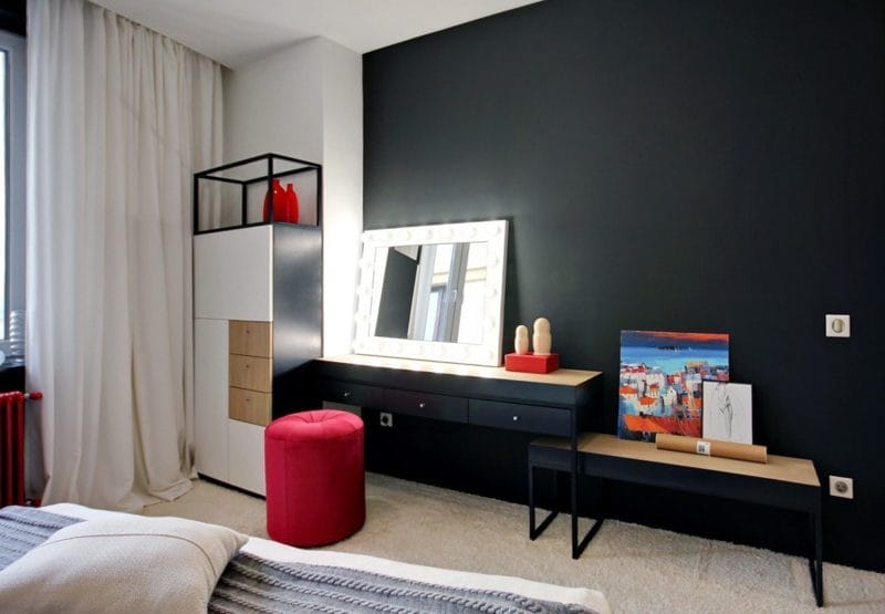 Черно-белая спальня — способы оформления гармоничного дизайна на 65 фото #29