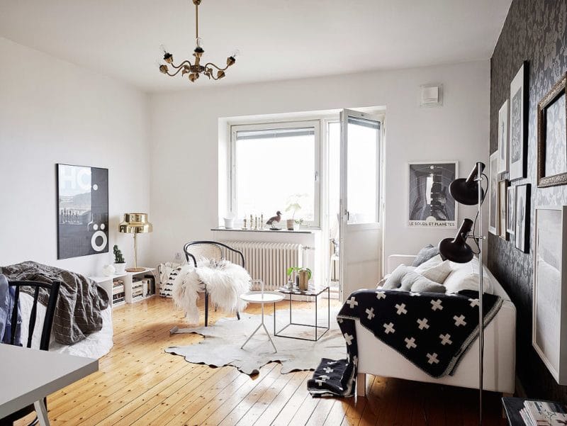 Черно-белая спальня — способы оформления гармоничного дизайна на 65 фото #26