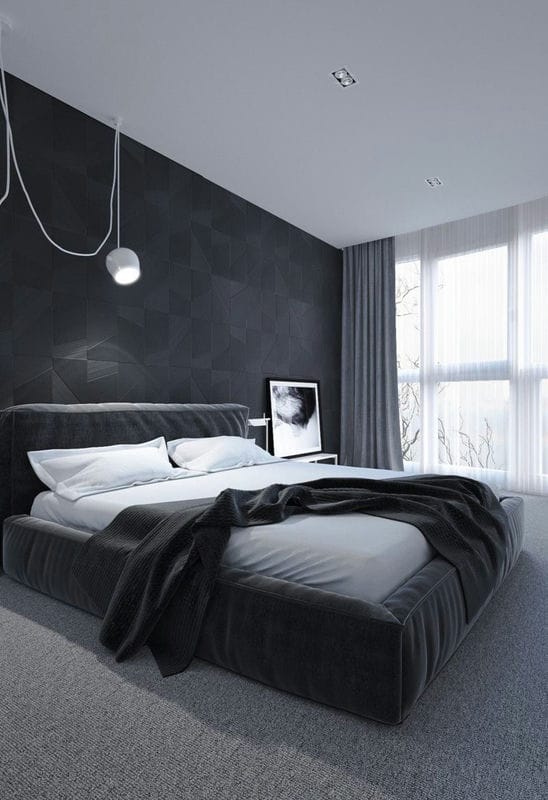 Черно-белая спальня — способы оформления гармоничного дизайна на 65 фото #16