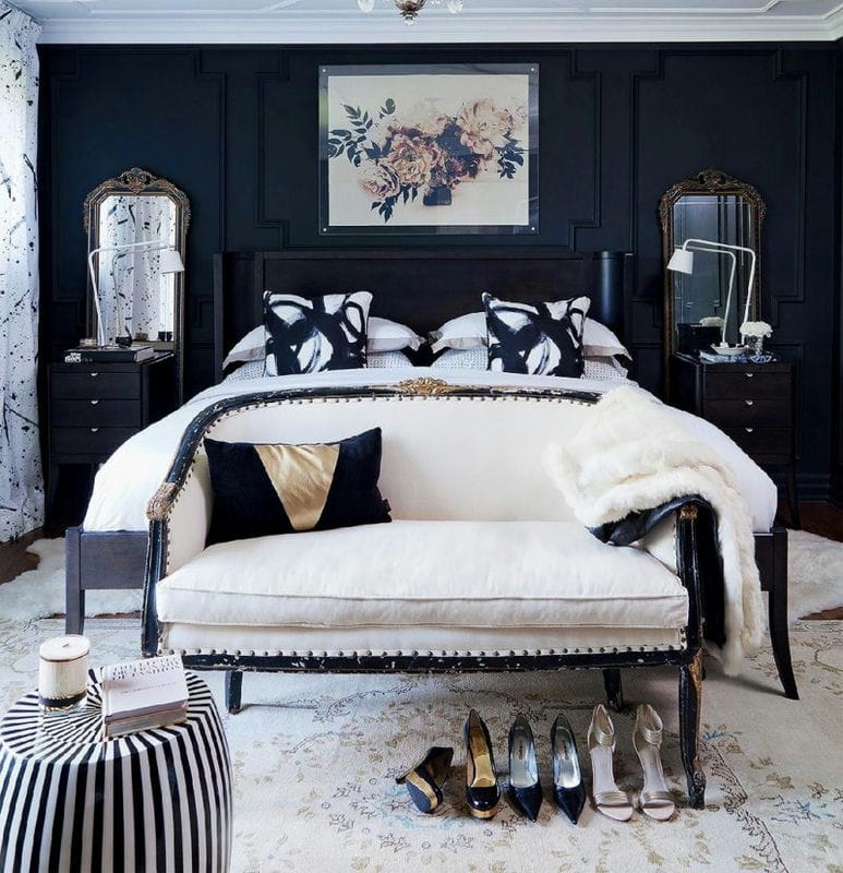 Черно-белая спальня — способы оформления гармоничного дизайна на 65 фото #22