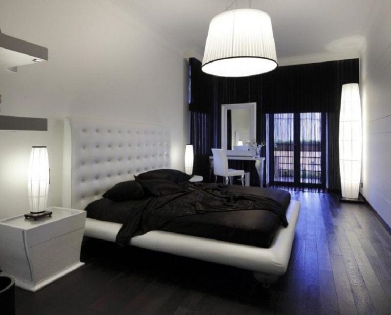 Черно-белая спальня — способы оформления гармоничного дизайна на 65 фото #57