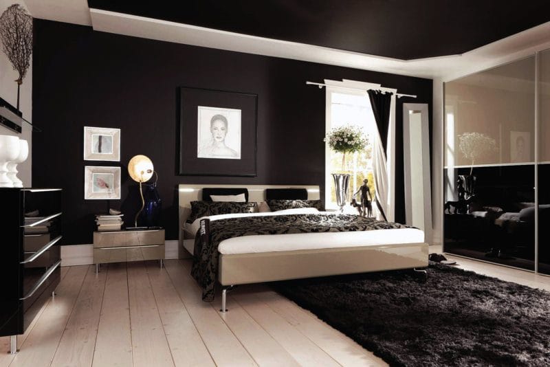 Черно-белая спальня — способы оформления гармоничного дизайна на 65 фото #34