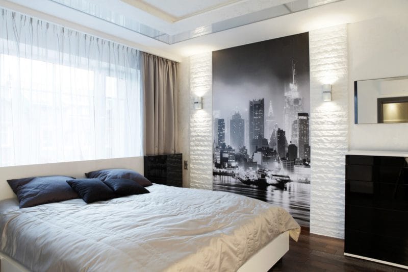 Черно-белая спальня — способы оформления гармоничного дизайна на 65 фото #20