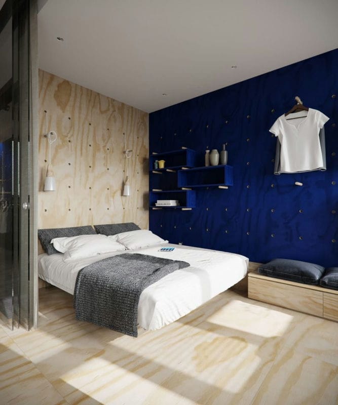Синяя спальня — особенности оформления спальни в синих тонах на 70 фото #18