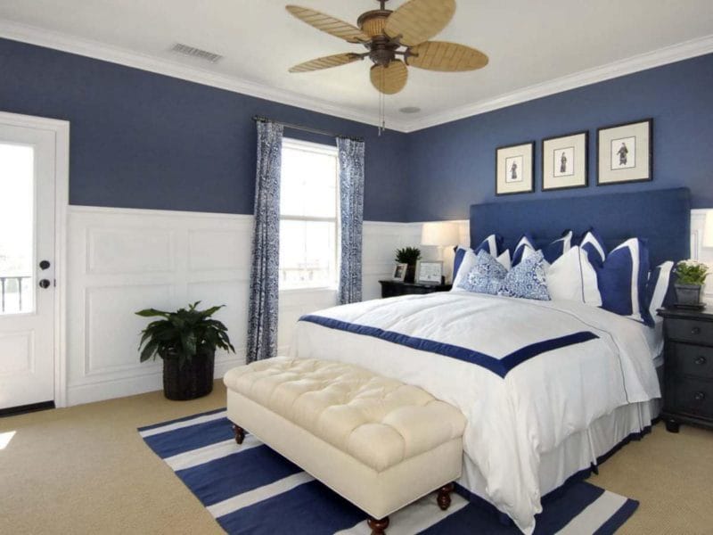 Синяя спальня — особенности оформления спальни в синих тонах на 70 фото #10
