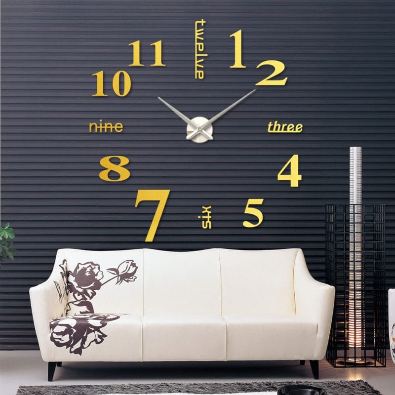 Часы для гостиной — интересный декор для дизайна гостиной (65 фото идей) #53