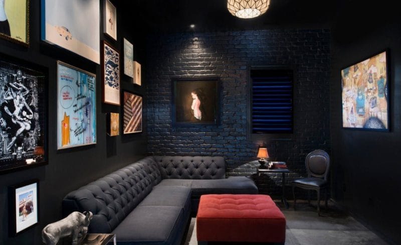 Черная гостиная — стильный, монохромный дизайн на 100 фото #19