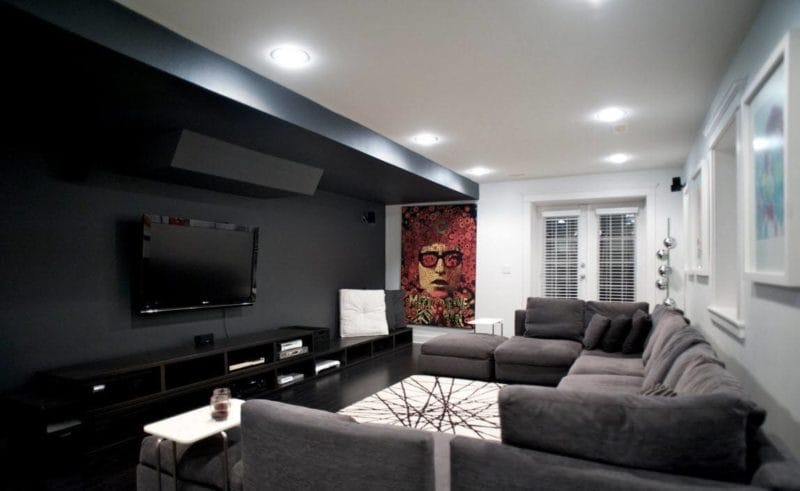 Черная гостиная — стильный, монохромный дизайн на 100 фото #21