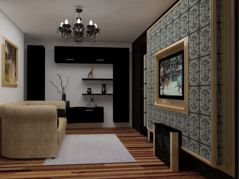Черная гостиная — стильный, монохромный дизайн на 100 фото #40