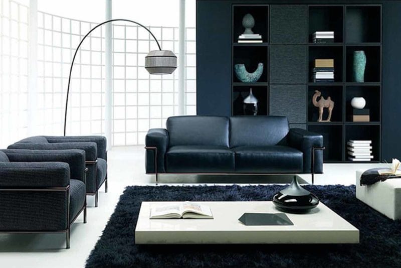 Черная гостиная — стильный, монохромный дизайн на 100 фото #42