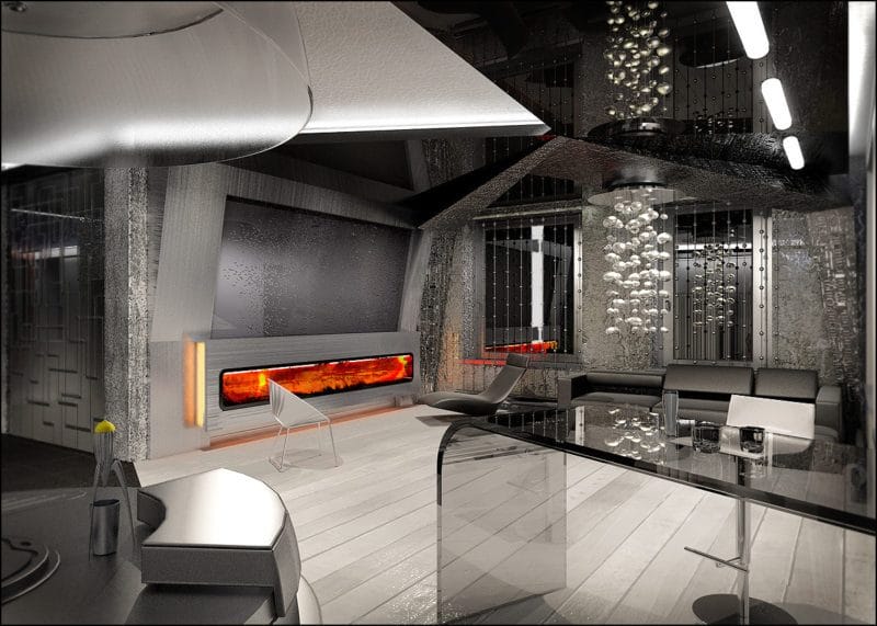 Черная гостиная — стильный, монохромный дизайн на 100 фото #32
