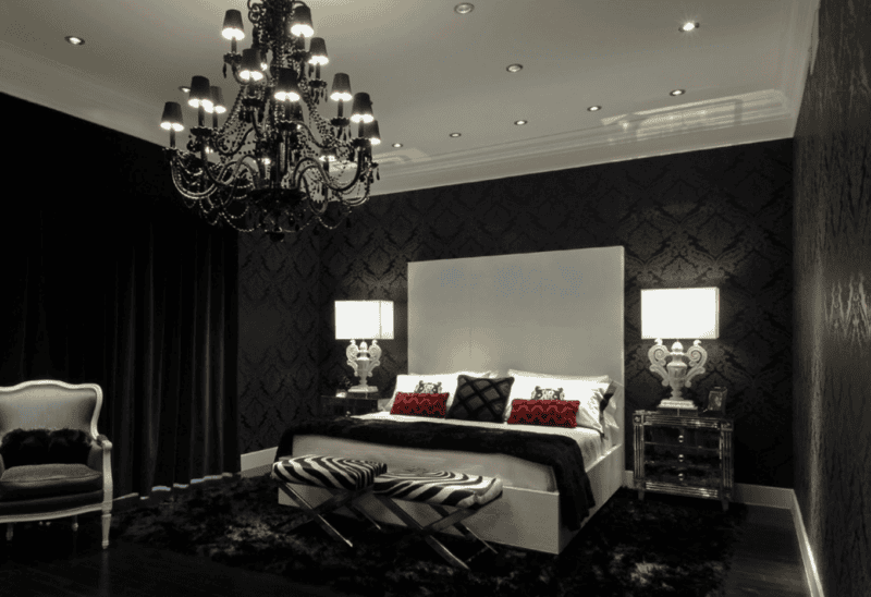 Черная спальня — 100 фото эксклюзивного дизайна спальни черного цвета #8