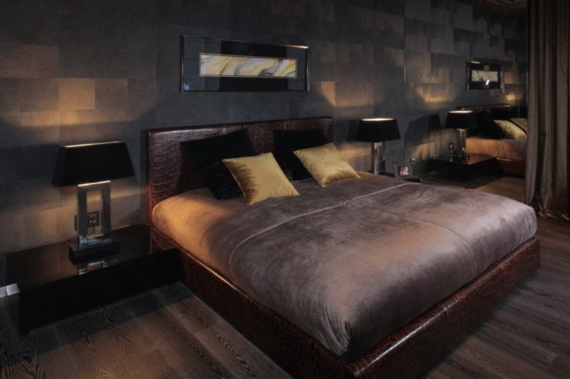 Черная спальня — 100 фото эксклюзивного дизайна спальни черного цвета #18