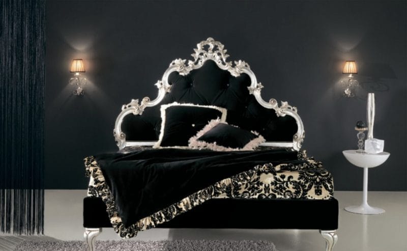 Черная спальня — 100 фото эксклюзивного дизайна спальни черного цвета #26