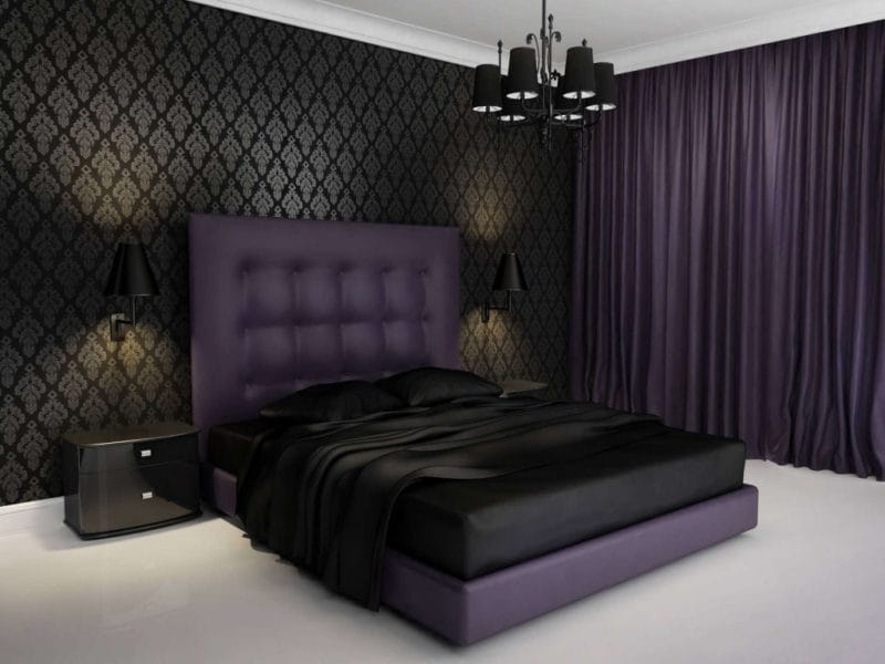 Черная спальня — 100 фото эксклюзивного дизайна спальни черного цвета #41